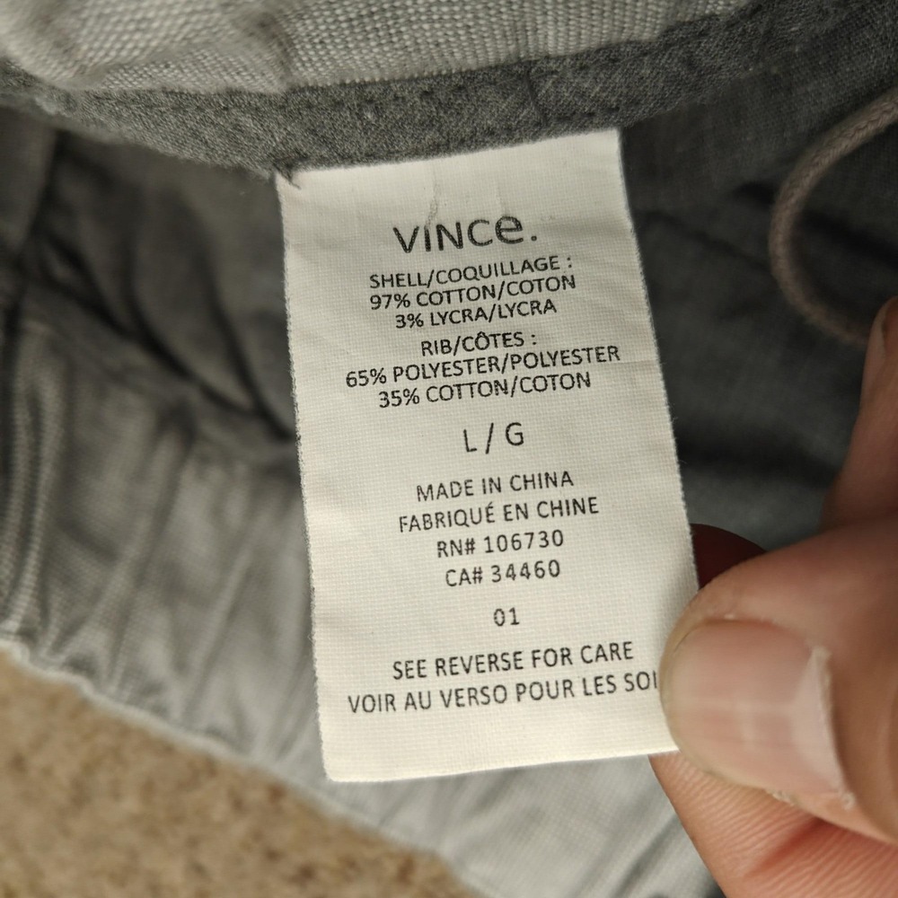 VINCE Men Joggers L Gray Cotton Lycra Luxury Minimalist Streetwear Joggers - Picture 6 of 16